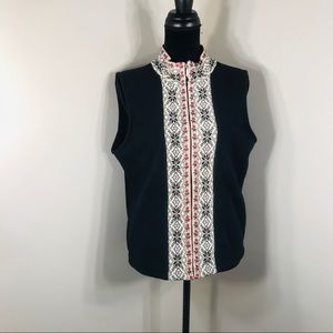 LL Bean Fair Aisle Nordic Trimfleece vest